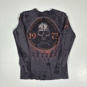004 - AFFLICTION PUNK REVERSIBLE THERMAL WAFFLE KNIT LONG SLEEVE SHIRT